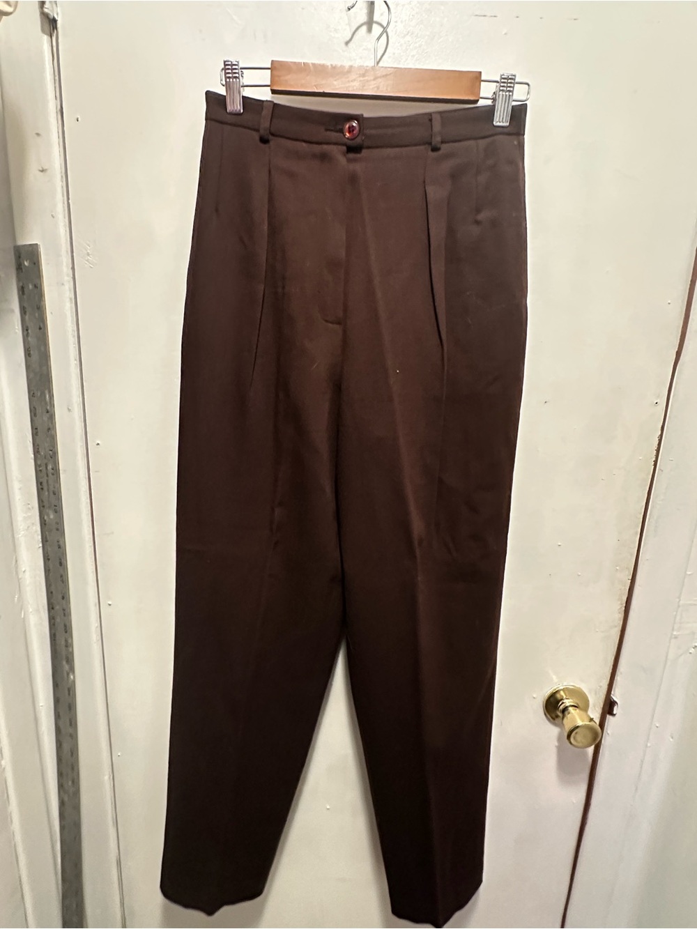 Vintage Kenzo Studio 100% Wool Brown High-Waisted Trouser Pants Size 8